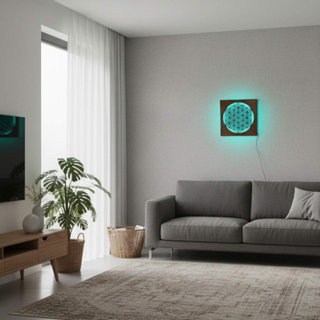 Wooden mandala with LED backlight - ideal as a table decoration or a gift for harmony lovers.