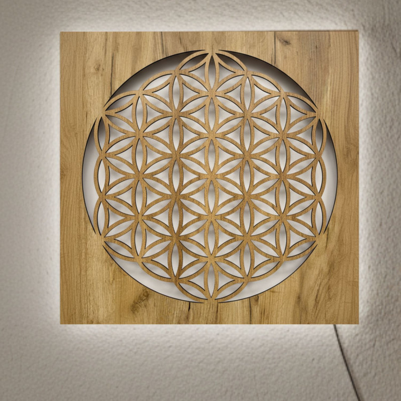 Backlit wooden painting Flower of Life – LED...