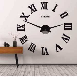 Wall clock with adhesive Roman numerals