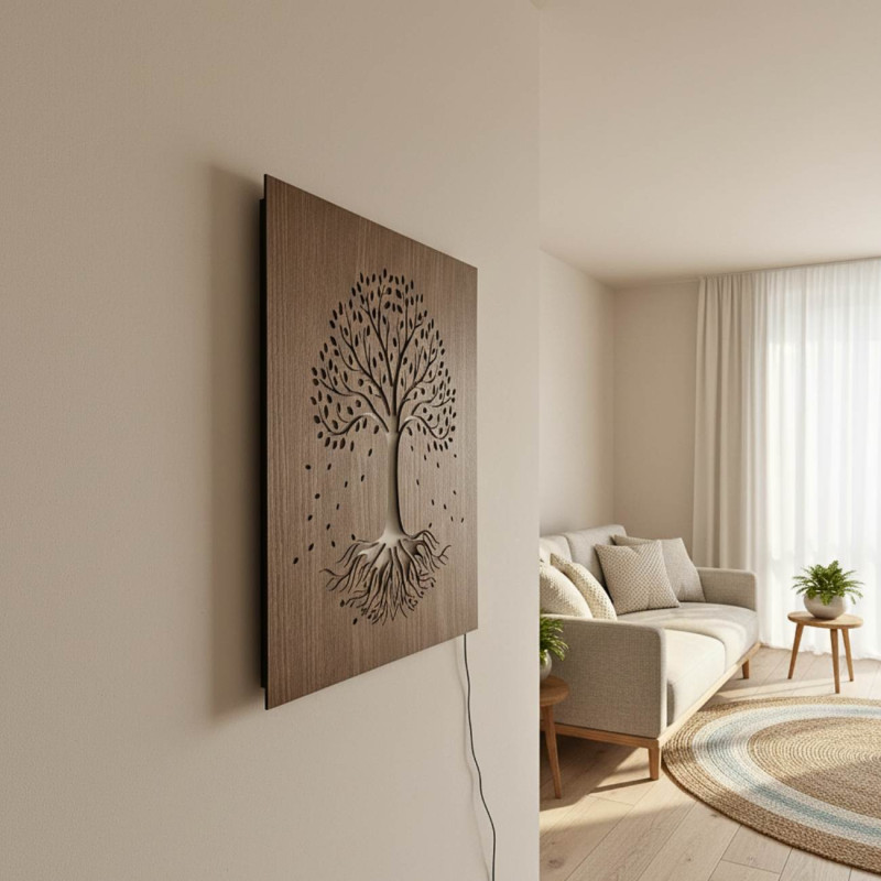 LED wooden picture Tree of Life with colorful RGB backlight