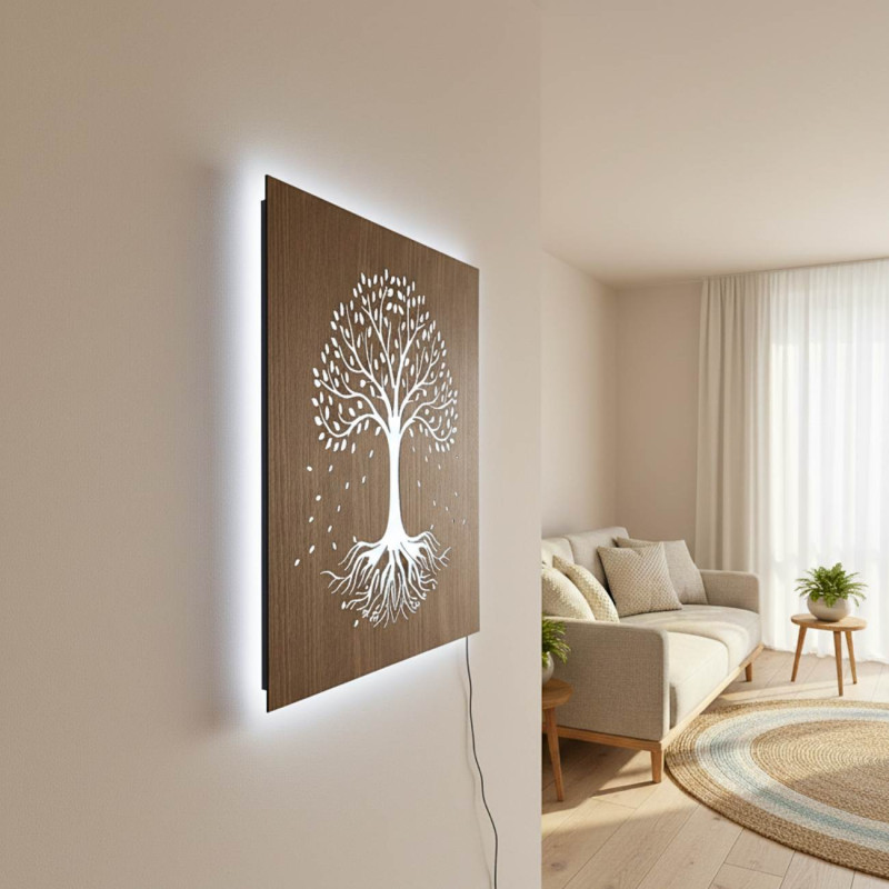 Wooden Tree of Life with LED lighting and remote control