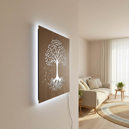 Wooden Tree of Life with LED lighting and remote control