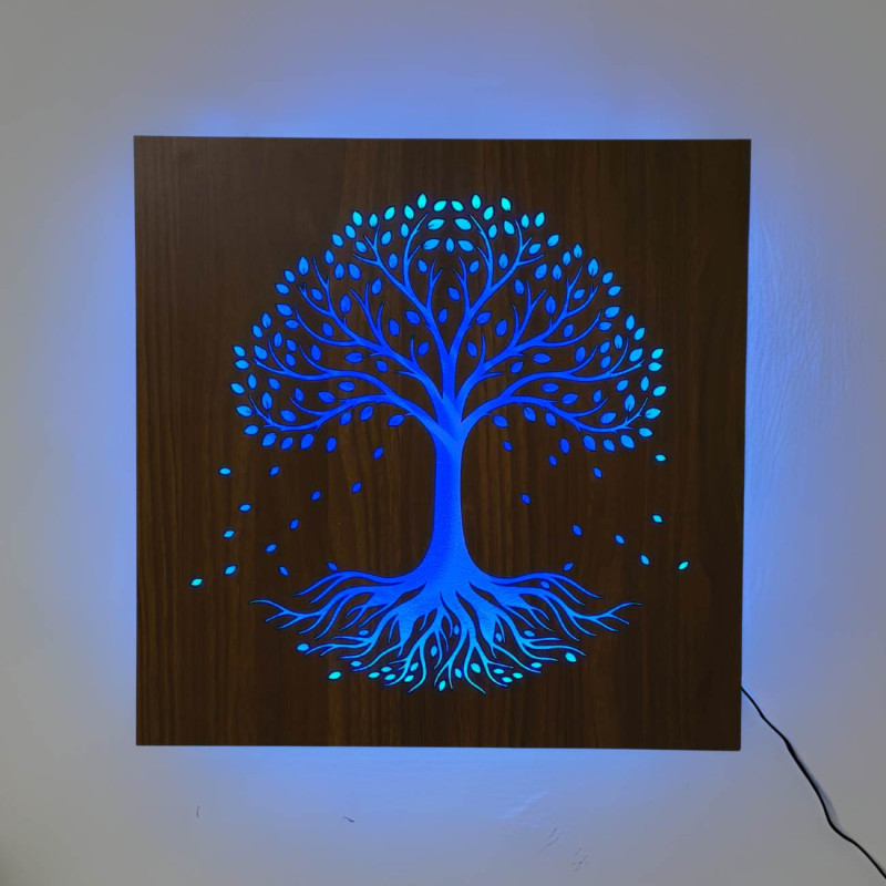 Wooden Tree of Life with LED lighting and remote control