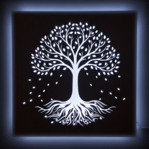 LED wooden picture Tree of Life with colorful RGB backlight
