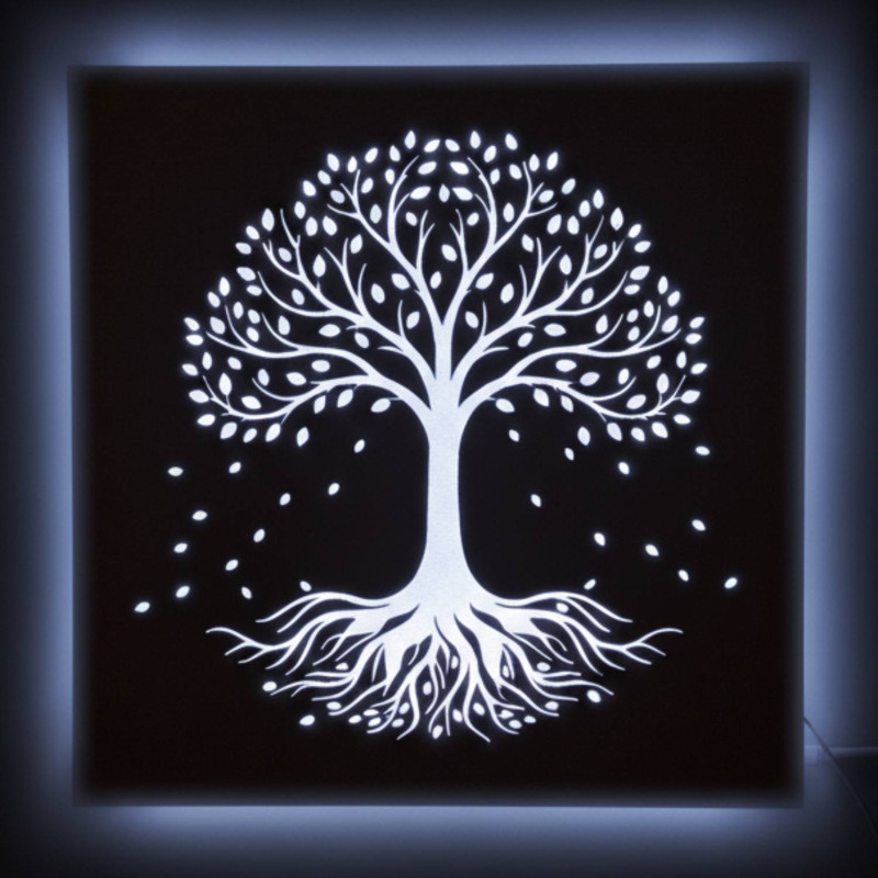 LED wooden picture Tree of Life with colorful RGB backlight
