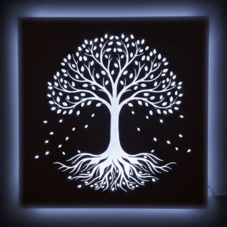 LED wooden picture Tree of Life with colorful RGB backlight