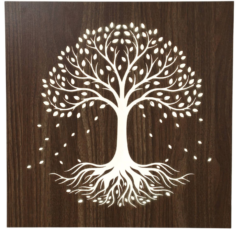 LED wooden picture Tree of Life with colorful RGB backlight