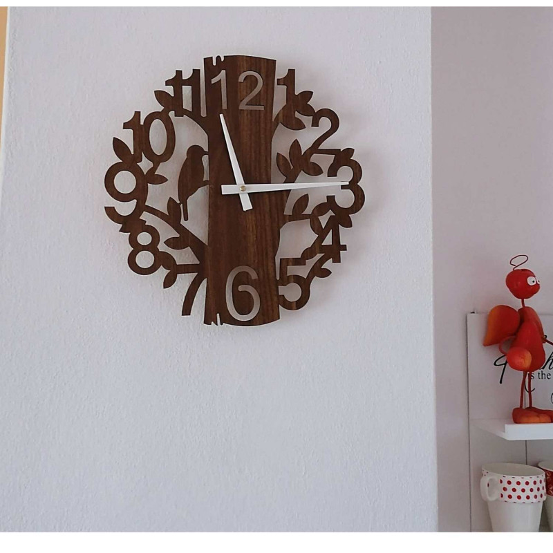 Wooden wall clock Bird | Designer wall clock