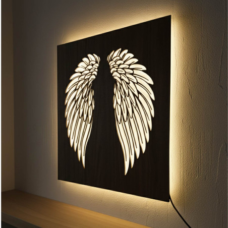 LED wooden picture - mandala Flower of Life with modern RGB lighting