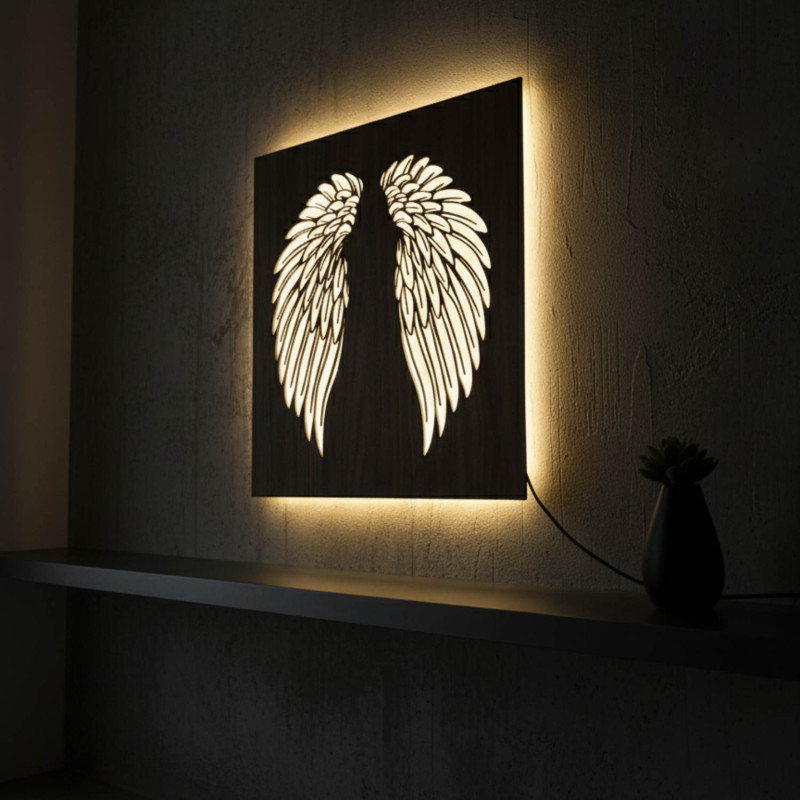 LED wooden picture - mandala Flower of Life with modern RGB lighting