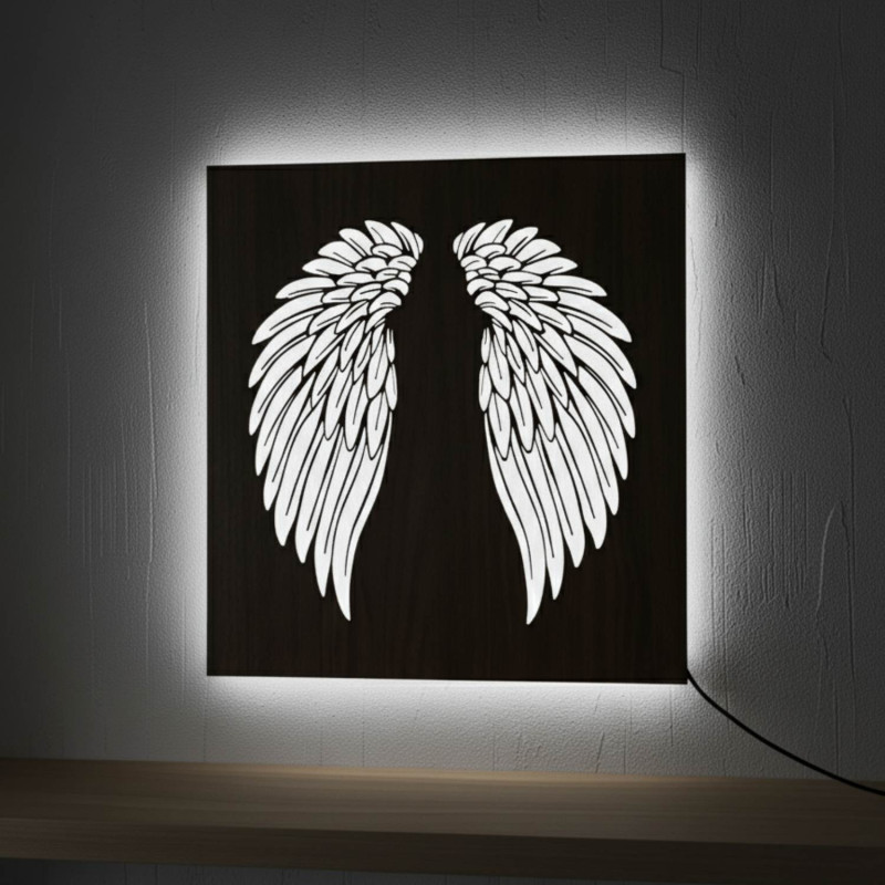 LED wooden picture - mandala Flower of Life with modern RGB lighting