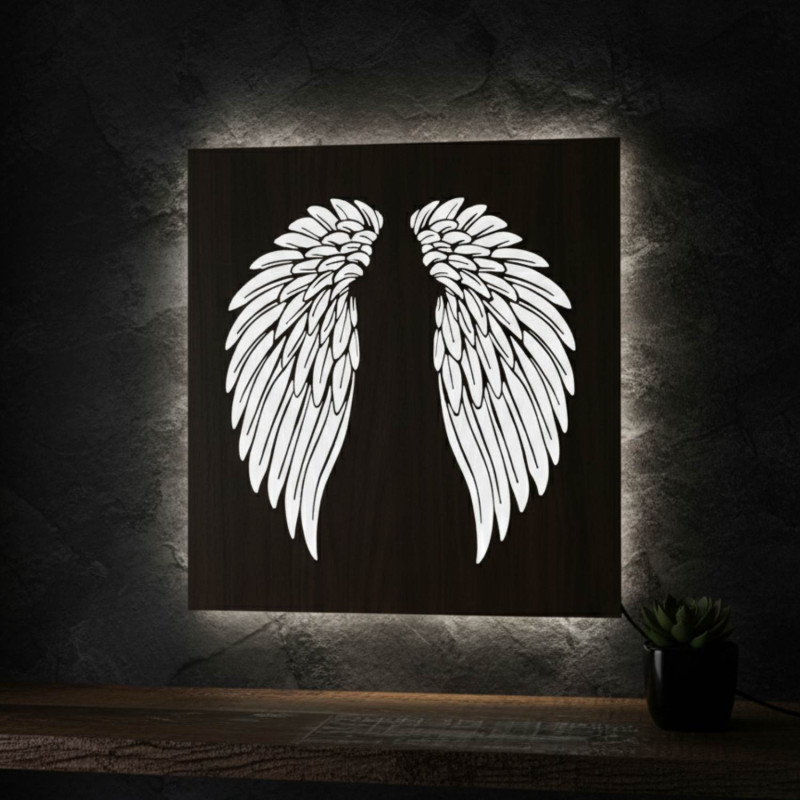 Angel wings on the wall backlit LED picture