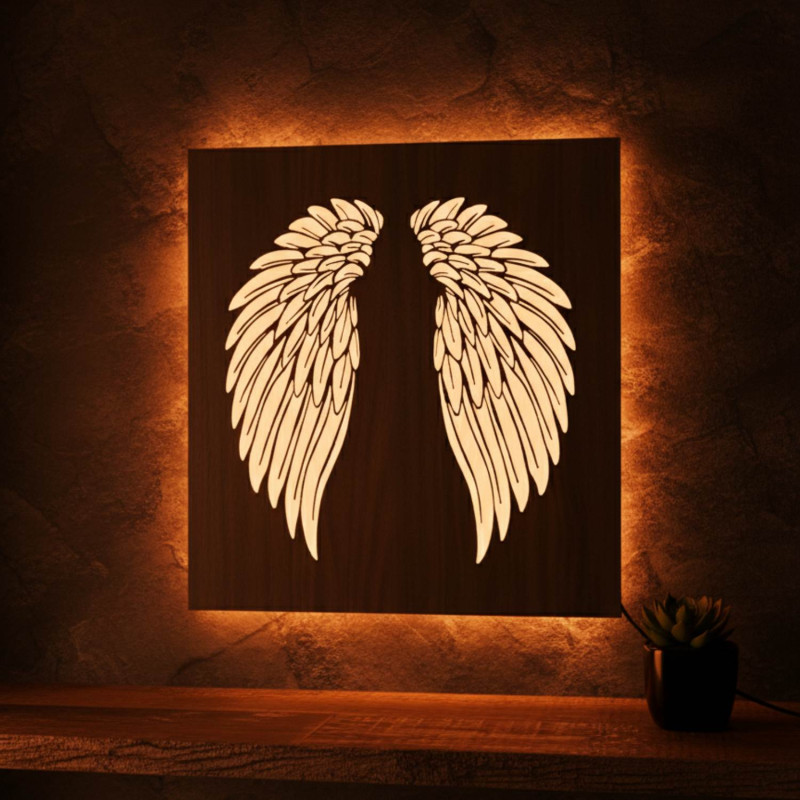 Angel wings on the wall backlit LED picture
