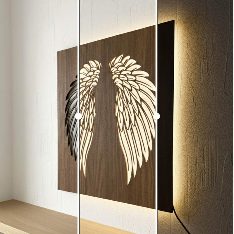 Angel wings on the wall backlit LED picture