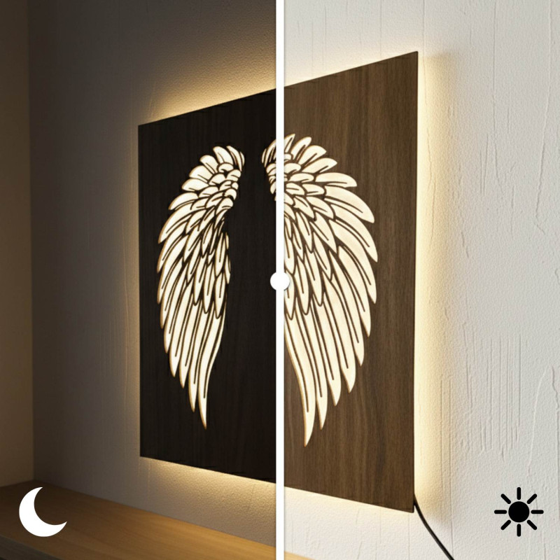 Angel wings on the wall backlit LED picture