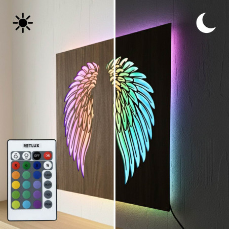 Wooden backlit LED picture - Angel wings on the wall - MULO