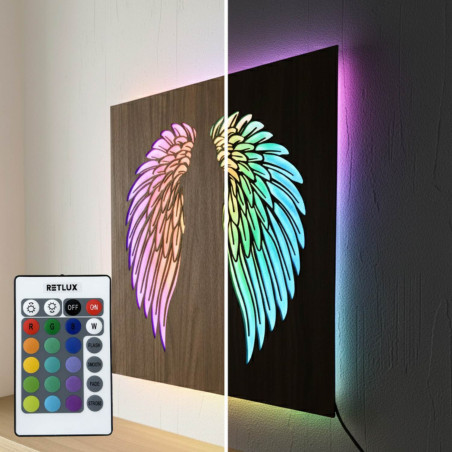 Wooden backlit LED picture - Angel wings on the wall - MULO