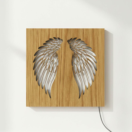 Wooden backlit LED picture - Angel wings on the wall - MULO