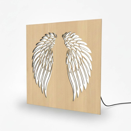 Wooden backlit LED picture - Angel wings on the wall - MULO