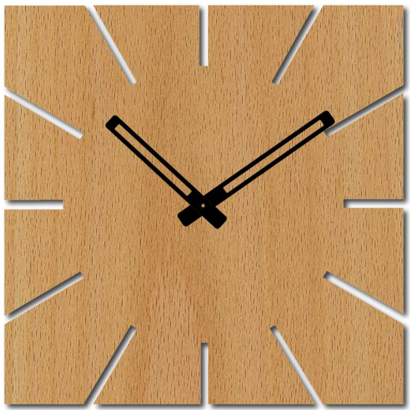 Square wooden wall clock