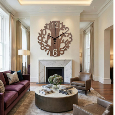 Wall clock tree of life bird, black hands, 20 to 50 cm