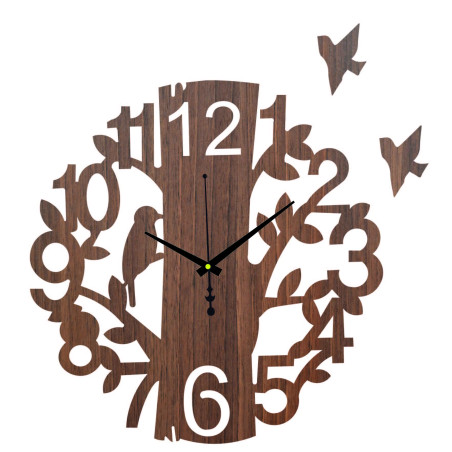Wall clock tree of life bird, black hands, 20 to 50 cm