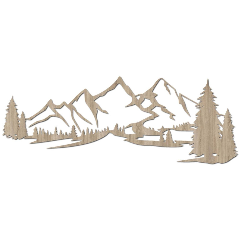 wooden decoration sonoma oak, Modern wooden painting Mountains and forest for decorating the living room