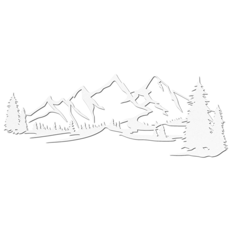 wooden decoration white, Modern wooden painting Mountains and forest for decorating the living room