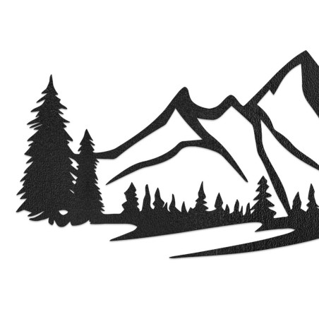 wooden decoration black, Modern wooden painting Mountains and forest for decorating the living room