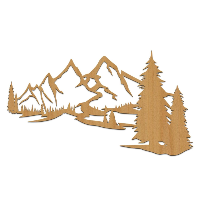 decorationA oak,Design wooden wall panel with mountain landscape and forest