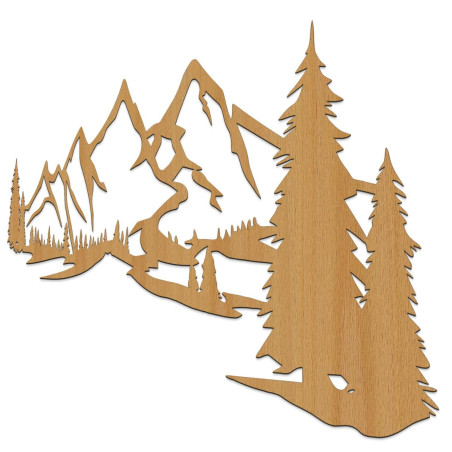 decorationA oak,Design wooden wall panel with mountain landscape and forest