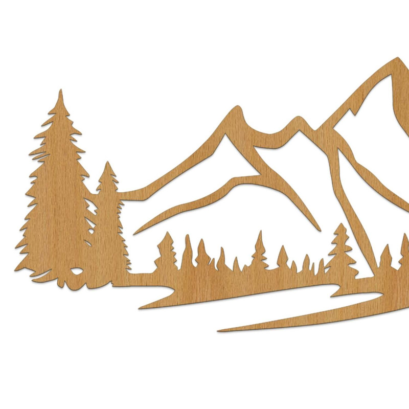 decorationA oak,Design wooden wall panel with mountain landscape and forest