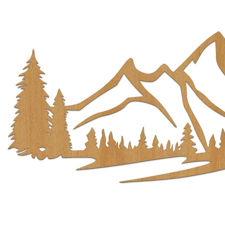 decorationA oak,Design wooden wall panel with mountain landscape and forest