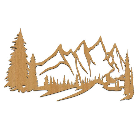 decorationA oak,Design wooden wall panel with mountain landscape and forest