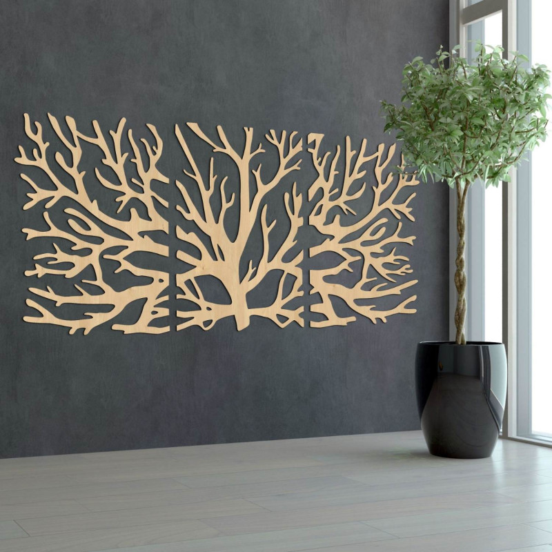 Three-piece picture of branches - Modern tree branches on the wall