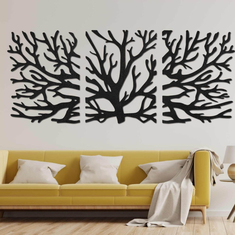 Designer wooden painting Tree of Life as a dominant feature of the living room