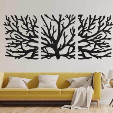 Designer wooden painting Tree of Life as a dominant feature of the living room