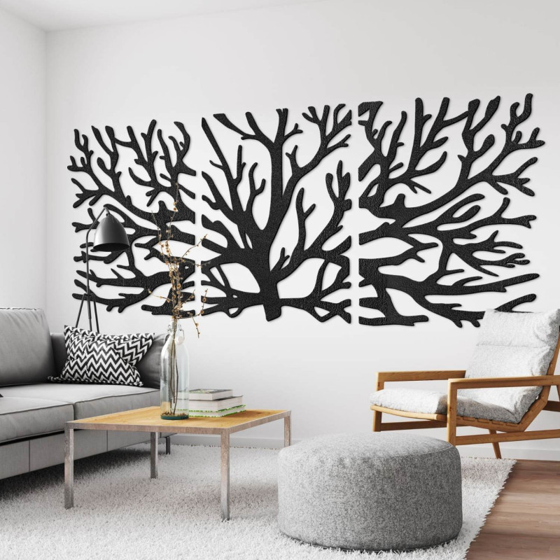 Designer wooden painting Tree of Life as a dominant feature of the living room