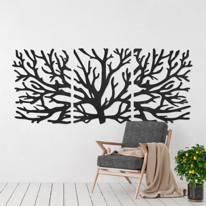 Designer wooden painting Tree of Life as a dominant feature of the living room