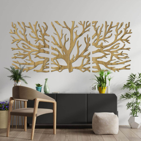 Designer wooden painting Tree of Life as a dominant feature of the living room