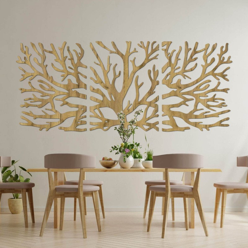 Ecological wooden wall decoration with a tree of life motif
