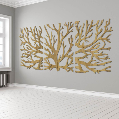 Designer wooden painting Tree of Life as a dominant feature of the living room