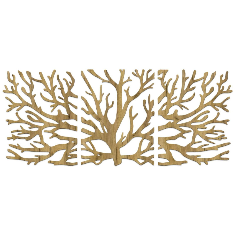 Three-part painting of branches - Modern tree...