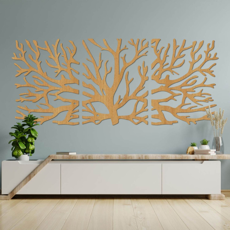 Ecological wooden wall decoration with a tree of life motif
