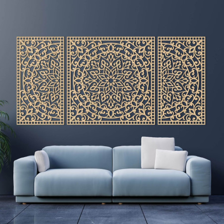 Three-piece wooden mandala - a modern decoration for any interior