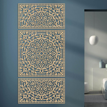 Three-piece wooden mandala - a modern decoration for any interior