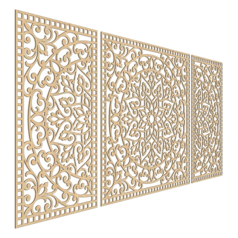 Three-piece wooden mandala - a modern decoration for any interior