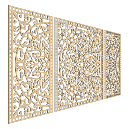 Three-piece wooden mandala - a modern decoration for any interior