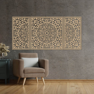 Three-piece wooden mandala - a modern decoration for any interior 2