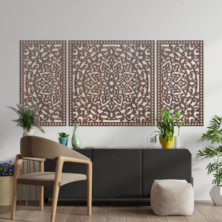 Hand-carved wooden decoration brings harmony and style